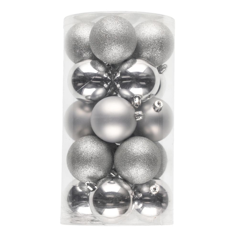 Julekule 20-pk 6cm - sølv