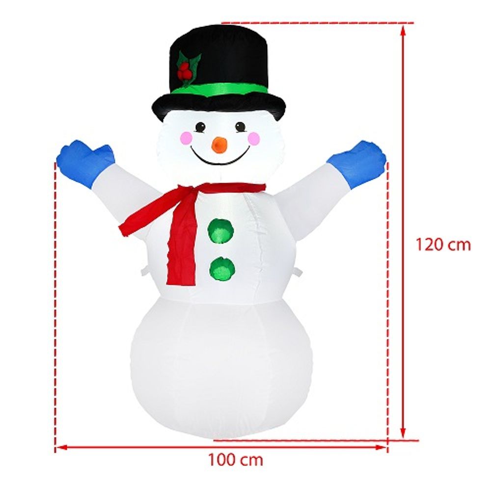 Oppblåsbar snømann XL med LED - 120cm