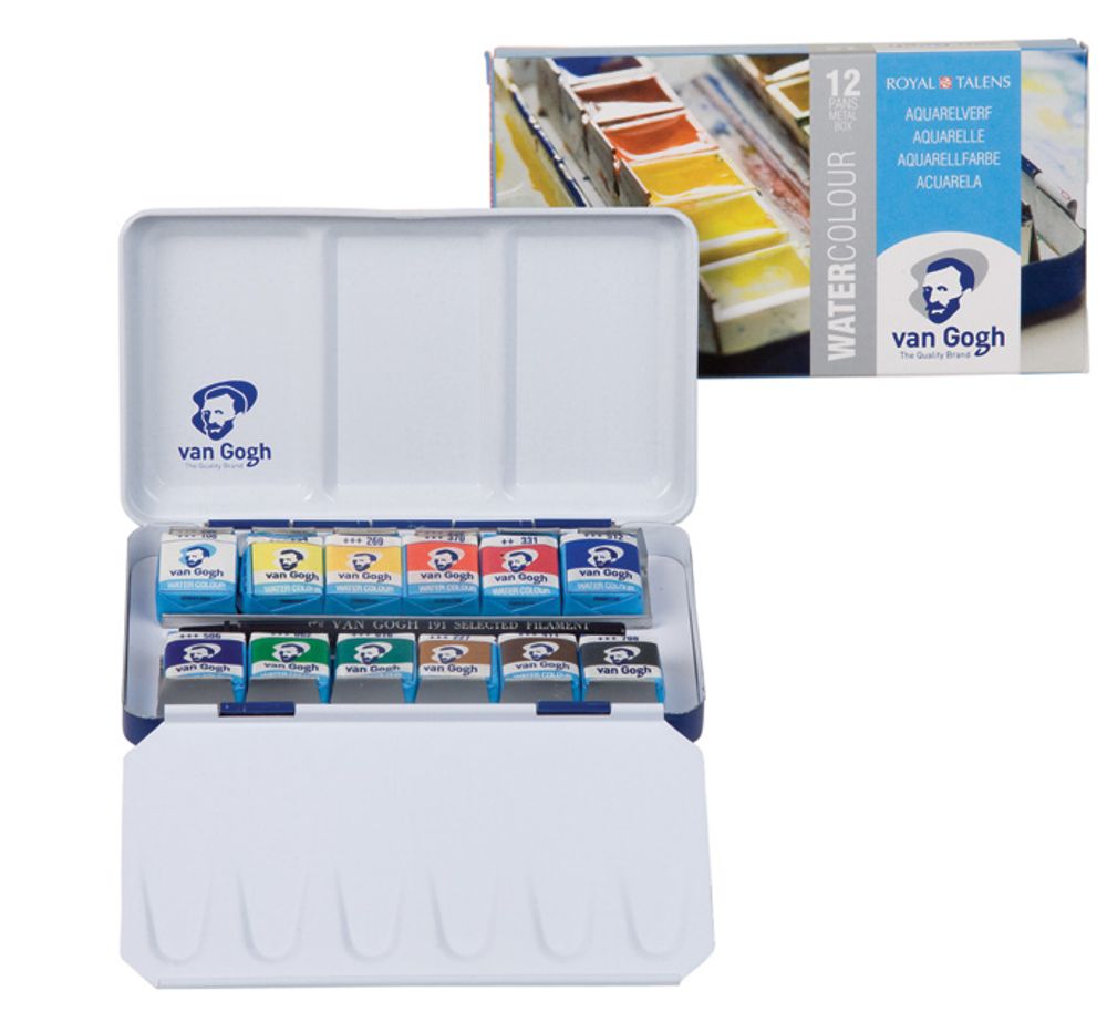 Van Gogh Akvarell  Metallskrin Sett  12 half-pan og pensel