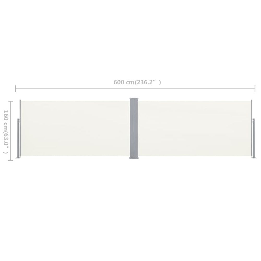 Sidemarkise dobbel 160x600 cm - Krem