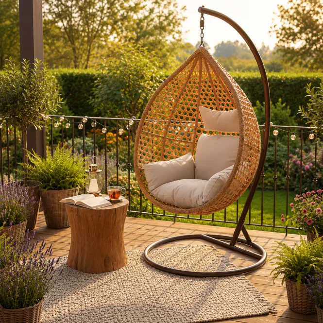 Hovedbilde Boho hengestol i naturfarget flettverk