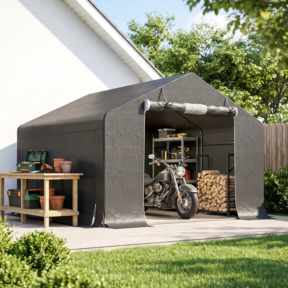 Garasjetelt 3 × 3 m med ventilasjon og vindu – mørkegrå