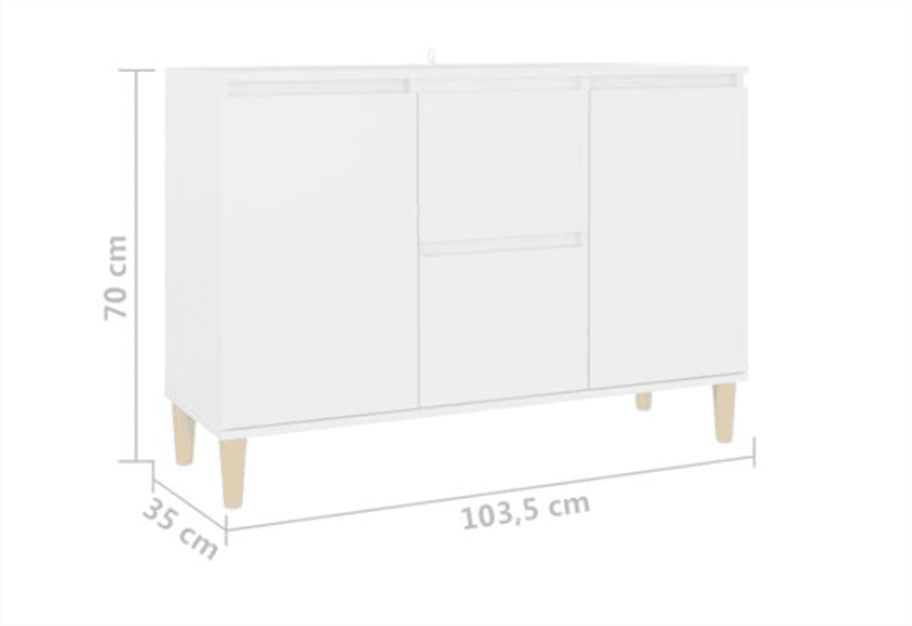 Skjenk 103,5x35x70 cm - hvit