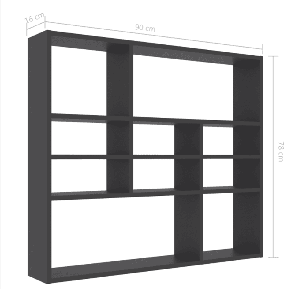 Vegghylle 90x16x78 cm - sort