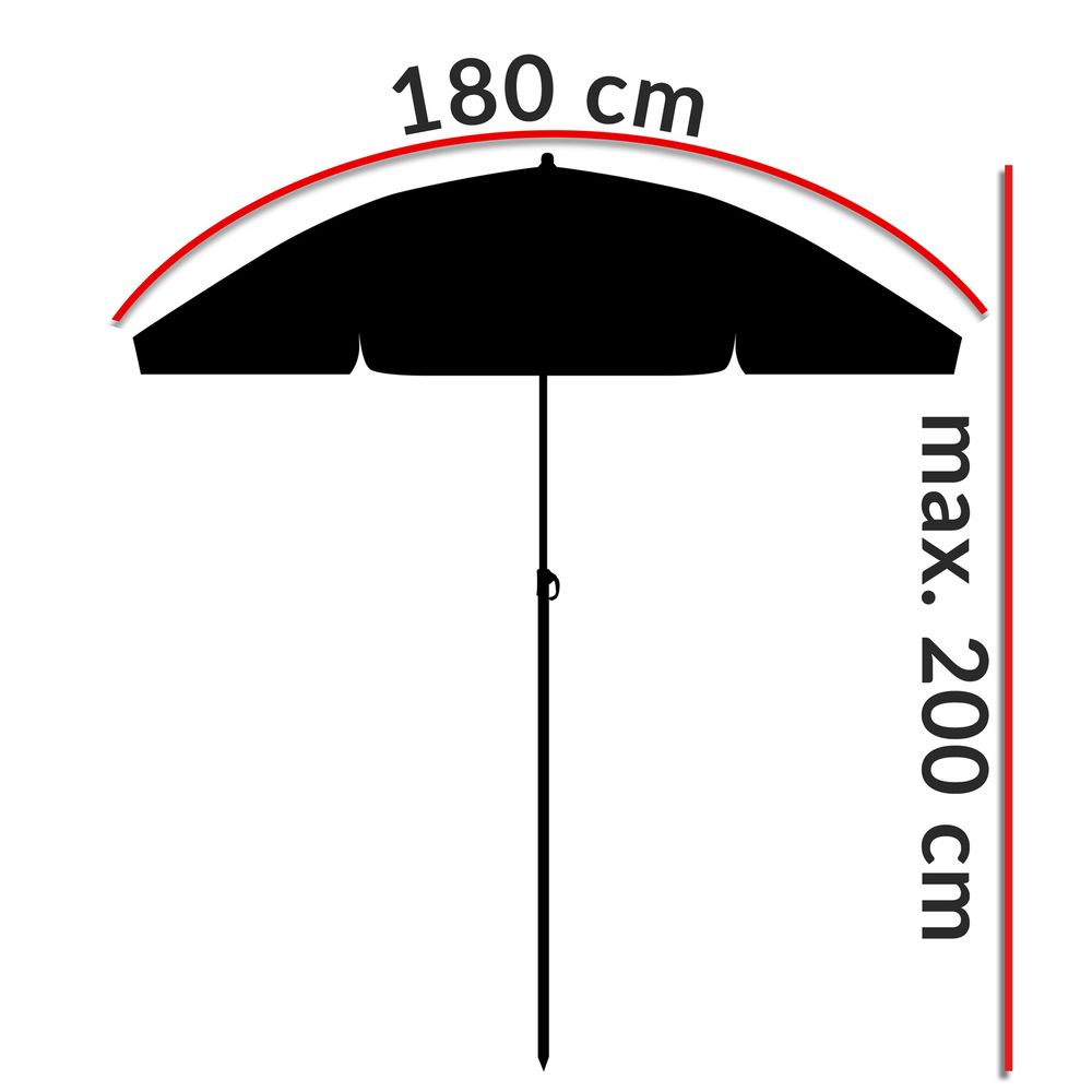 Strandparasoll KYPROS 180cm med vippefunksjon - turkis