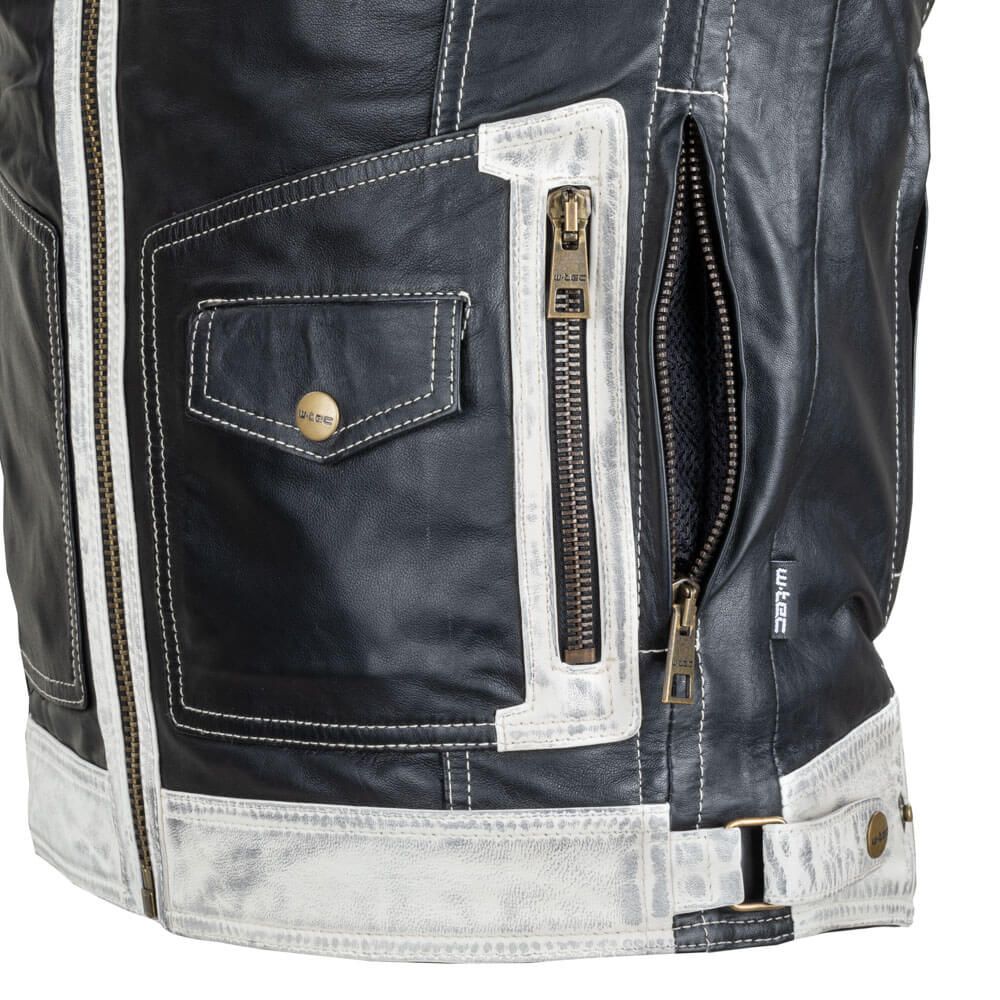 Herre Skinnjakke W-TEC Esbiker – Svart med Beige Striper