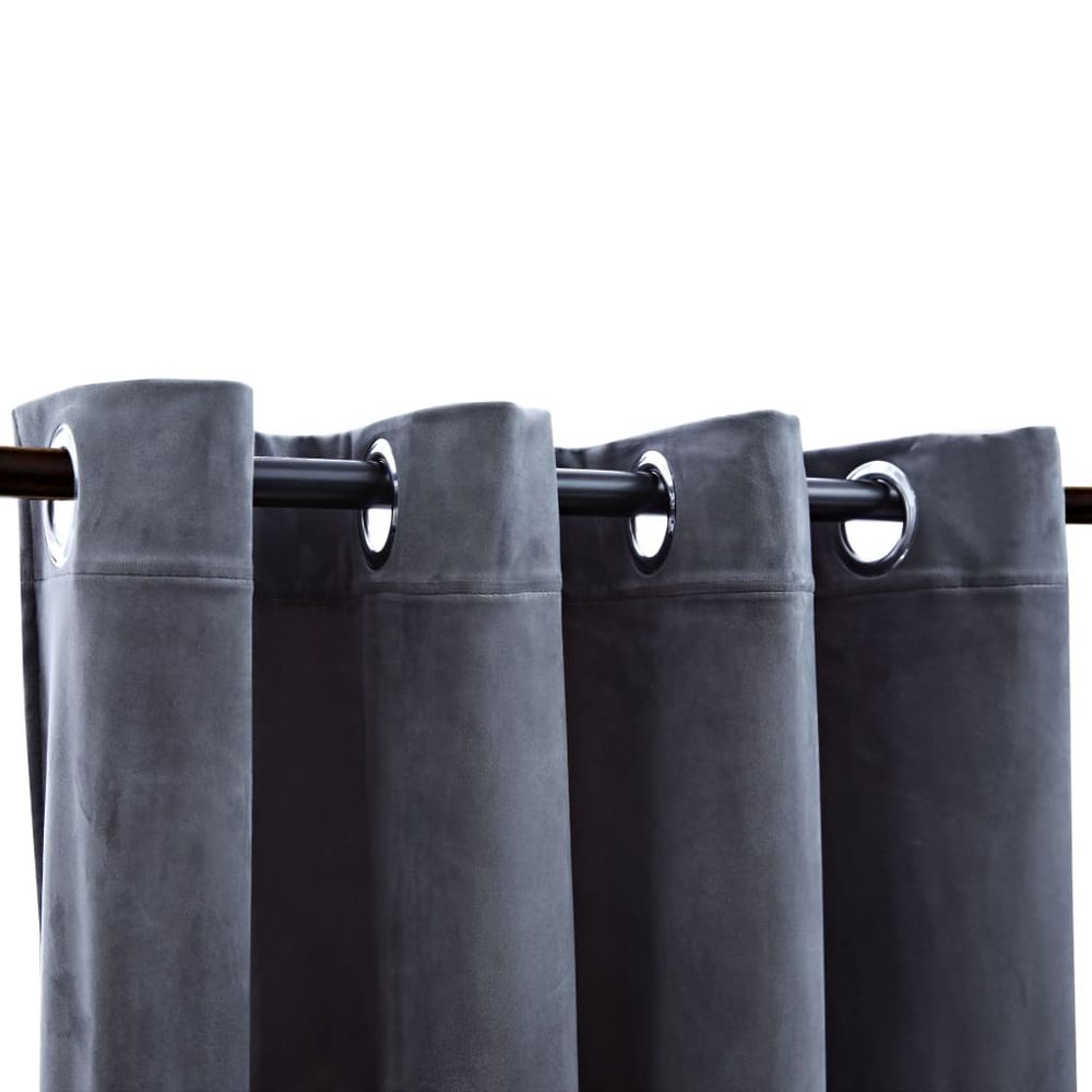 Gardiner med ringer 2 stk fløyel 140x225 cm - antrasitt