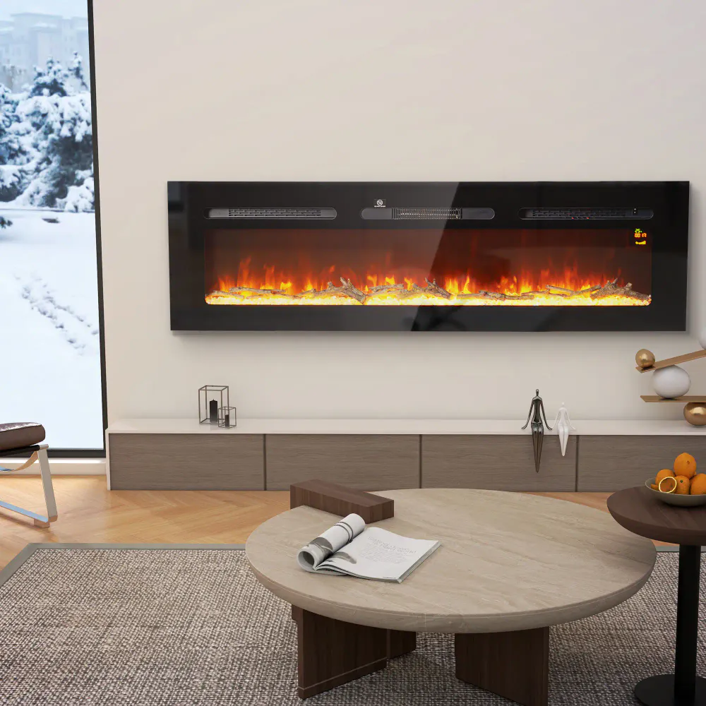 Veggmontert/innebygget elektrisk peis 1800W - 150x45 cm