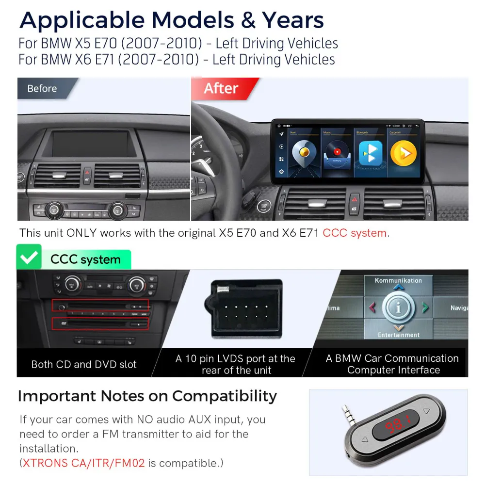 BMW X5 E70/X6 E71 CCC Android 13 DAB+ 12,3