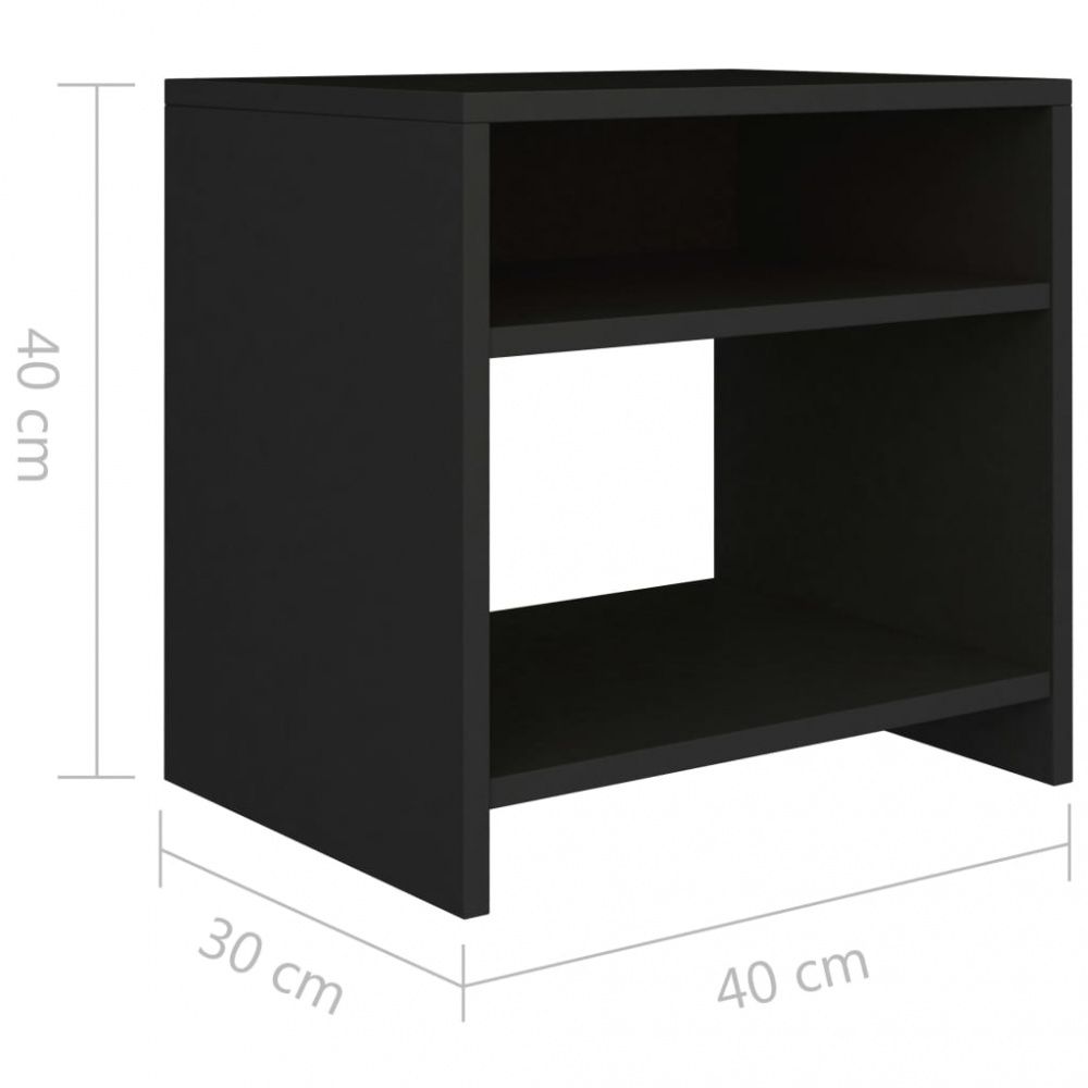 Nattbord 40x30x40 cm sponplate 2 stk - Sort