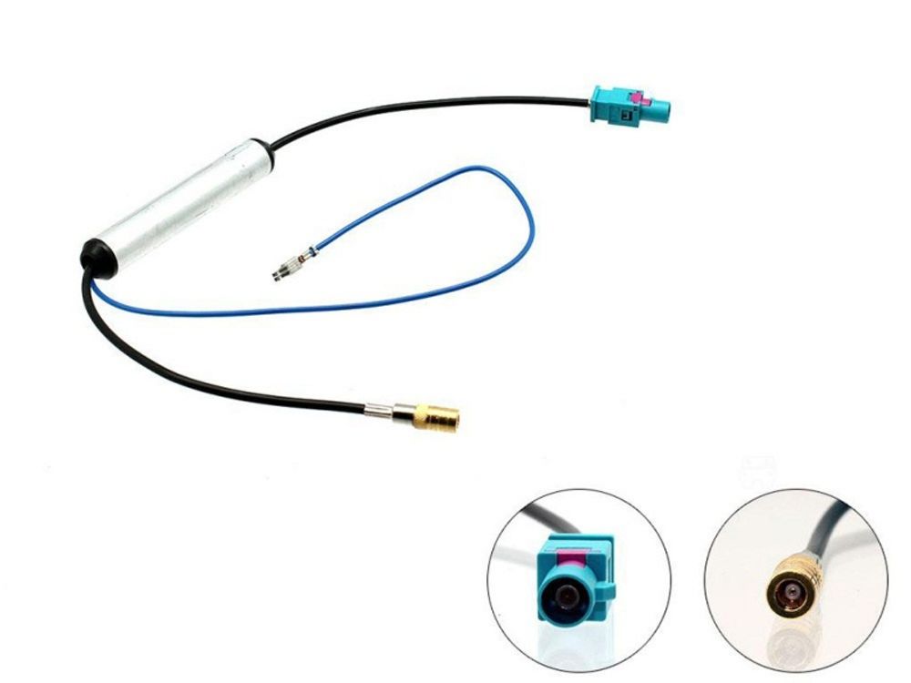 Antenneadapter m/strøminserter Fakra (m) <-> SMB (f)