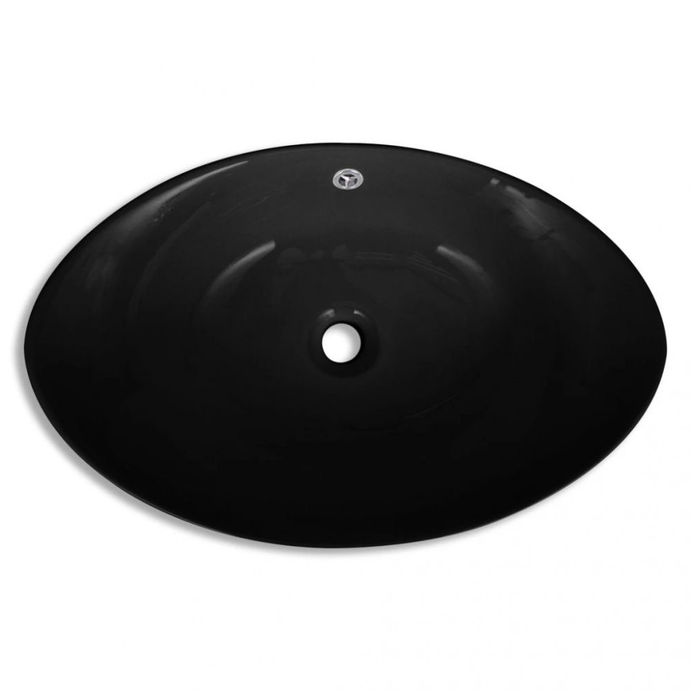 Luksus keramisk vask oval 59 x 38,5 cm - sort