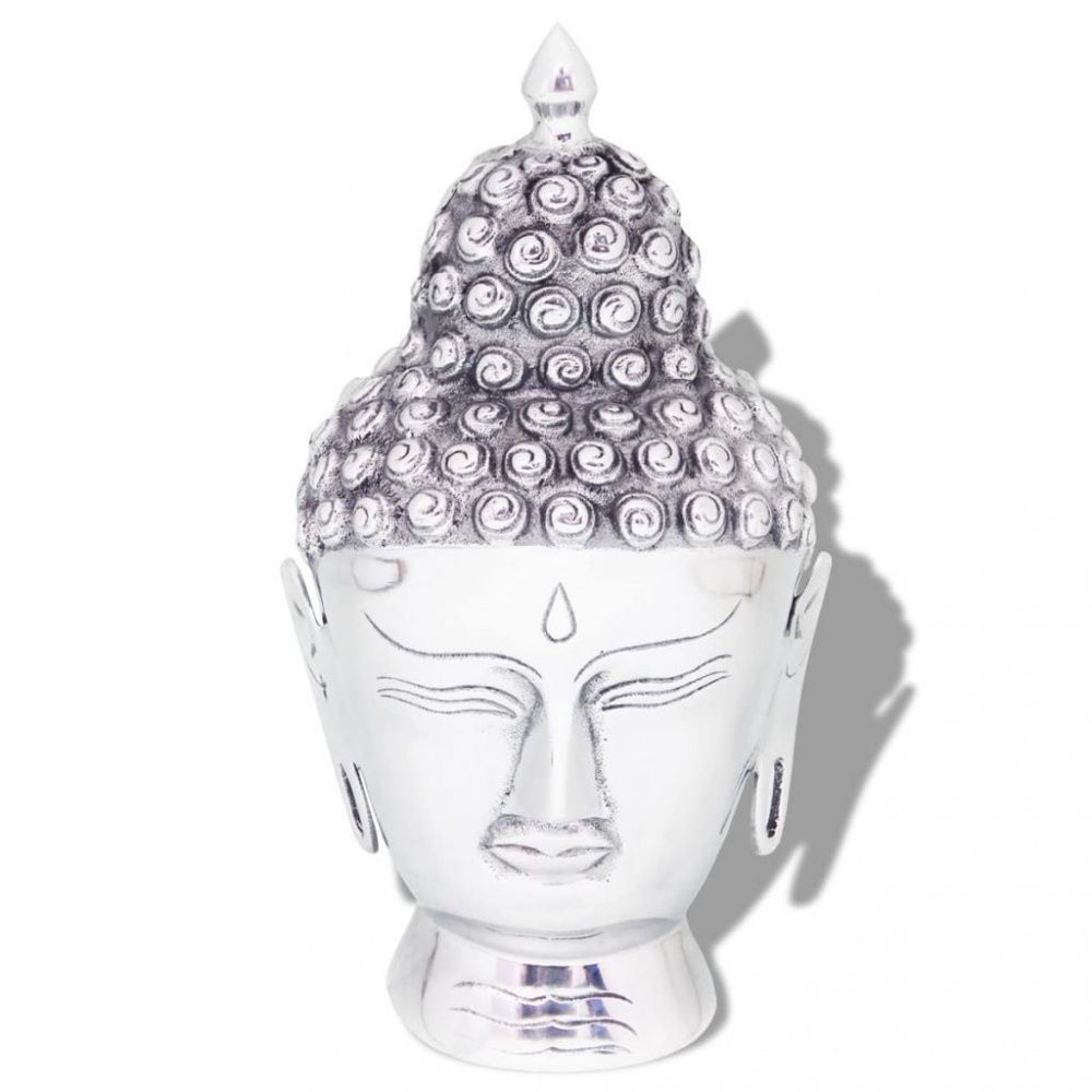 Buddha hodedekorasjon - aluminum sølv