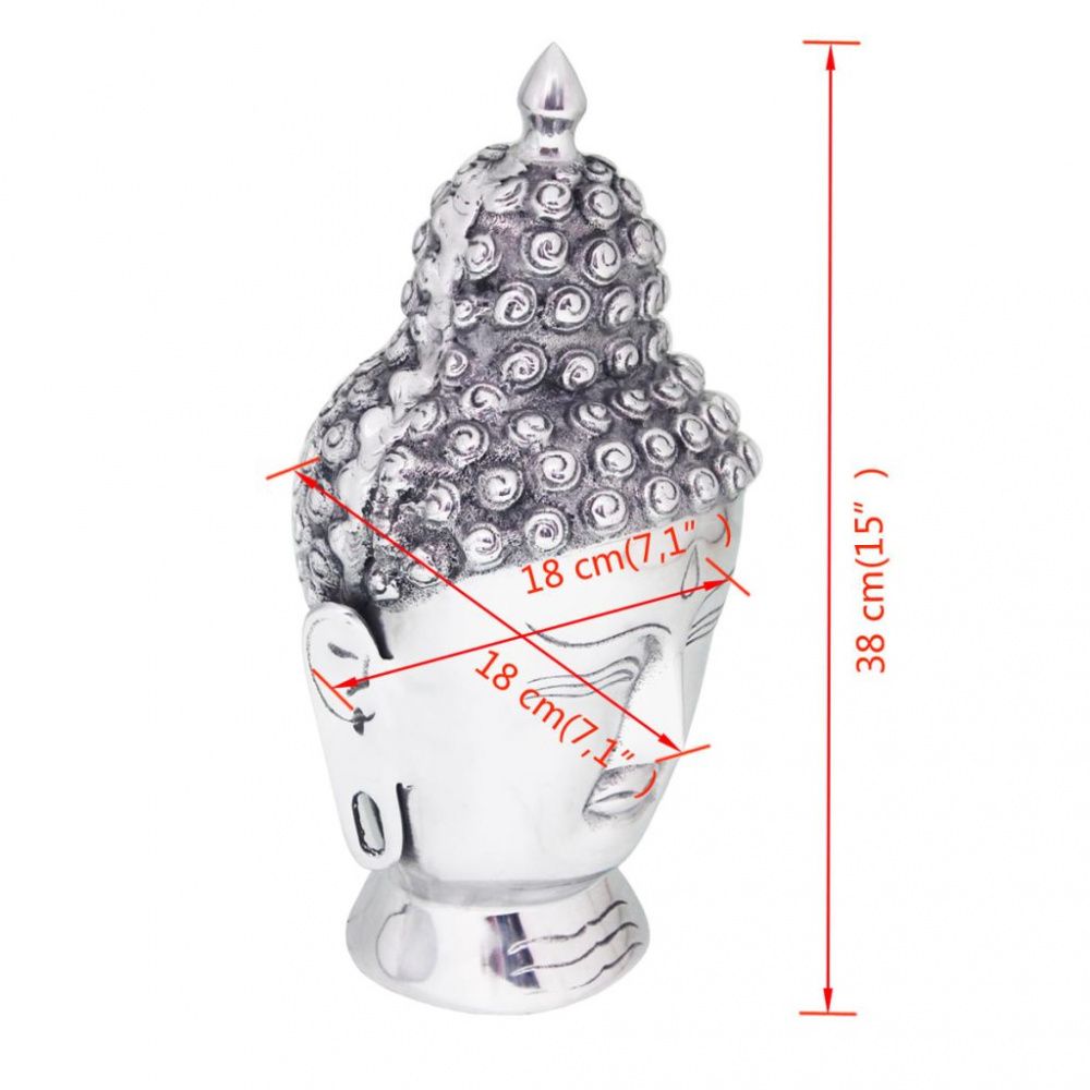 Buddha hodedekorasjon - aluminum sølv