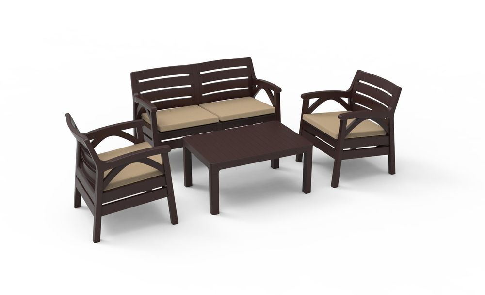 Hagemøbelsett Nerja med 2-seters sofa - brun