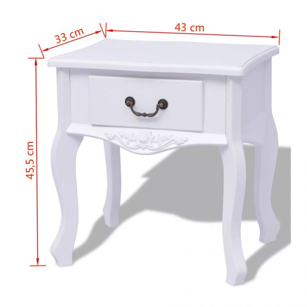 Nattbord 2 stk MDF hvit