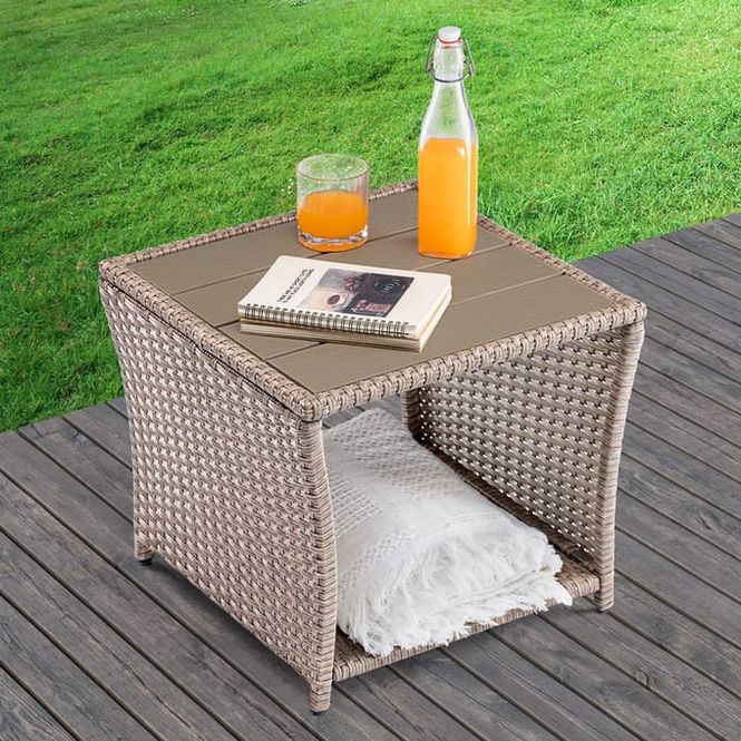 Hovedbilde Sidebord i polyrotting Vedis 45x45x40cm krem