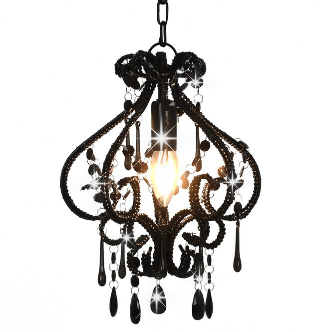 Hovedbilde Taklampe med perler rund E14 - sort