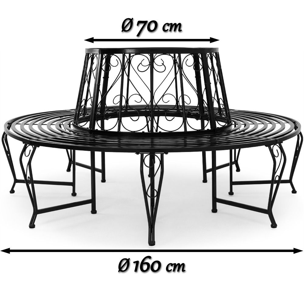 Bree hagebenk metall Ø160cm - sort