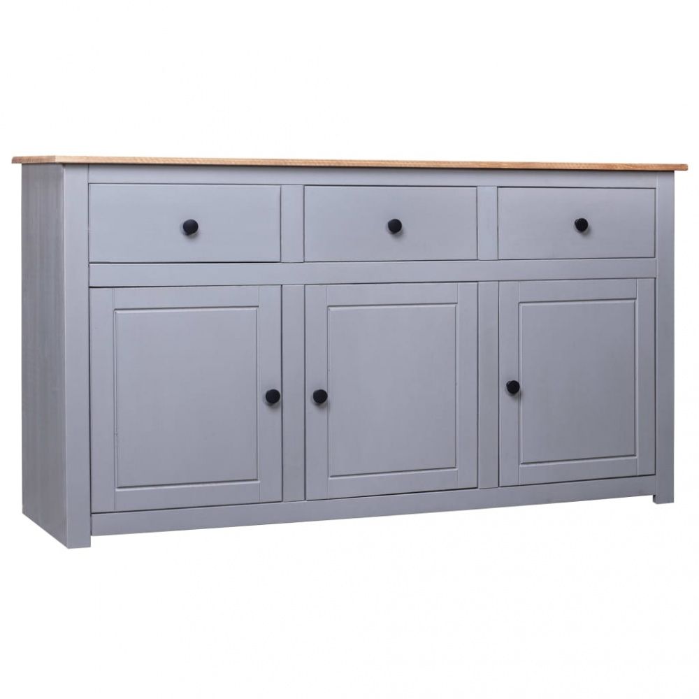 Skjenk 135x40x80 cm massivt furu Panama Range grå