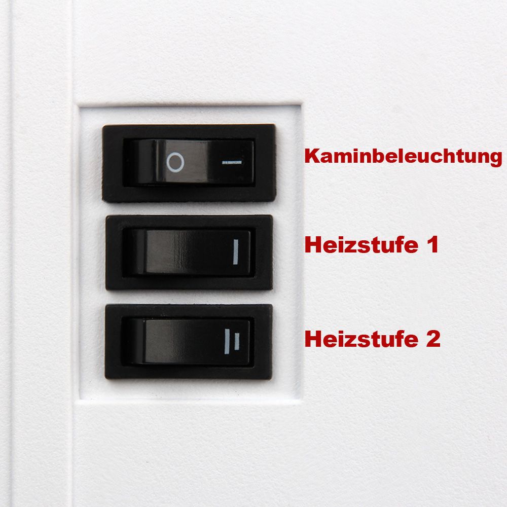Elektrisk peis 2000W med varme - hvit