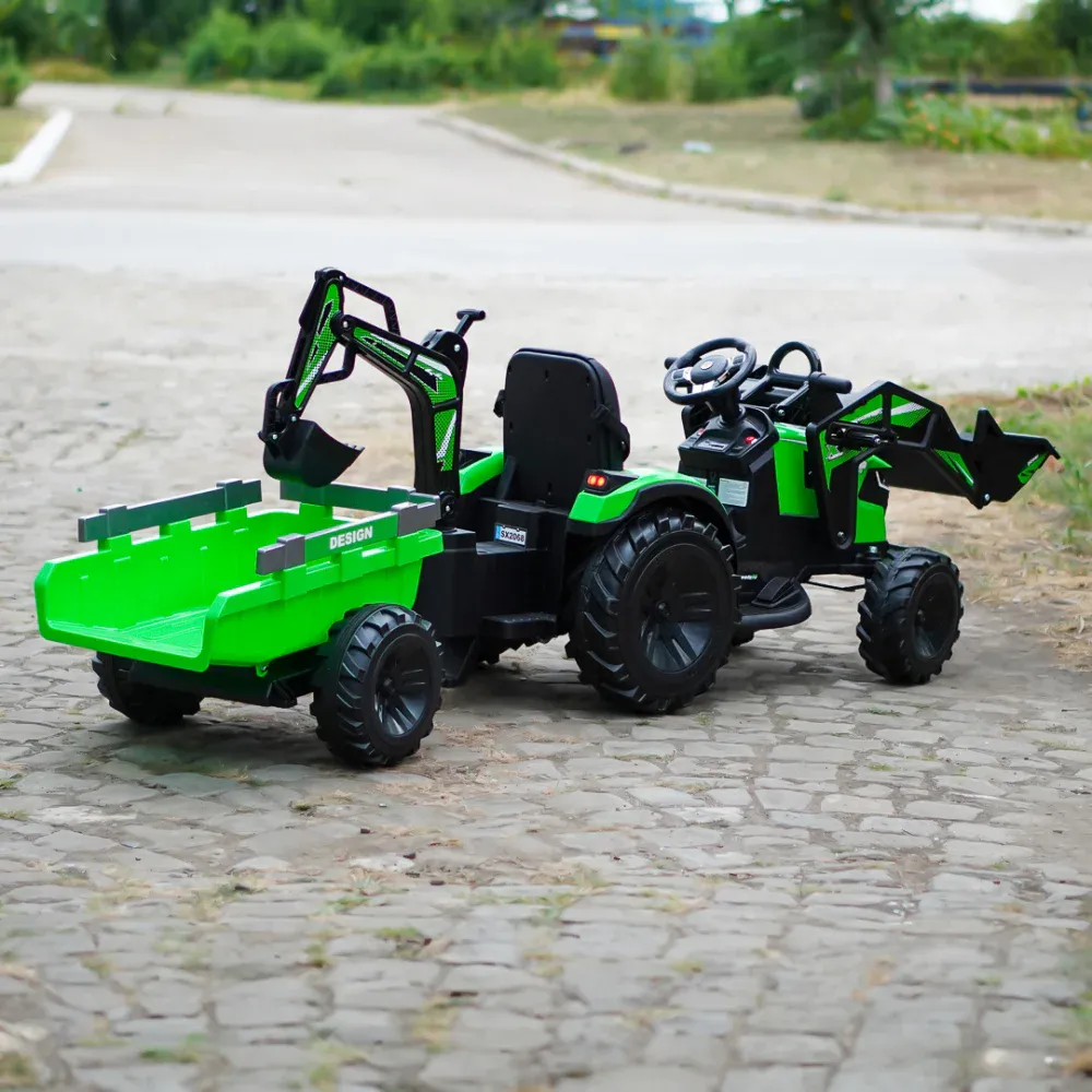 Elektrisk traktor med tilhenger 12V 90W 