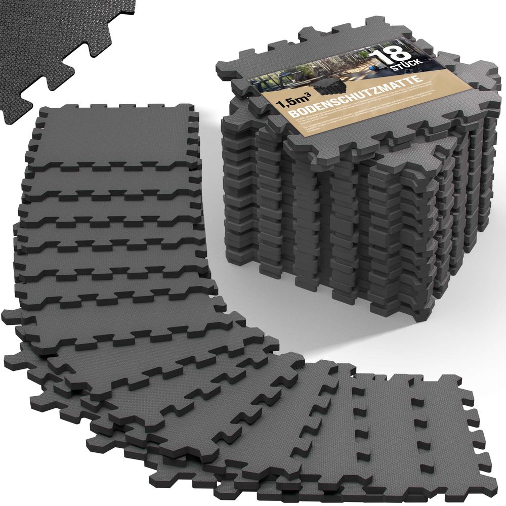 Treningsmatte/gulvmatte 18 stk 177x88x1cm - grå