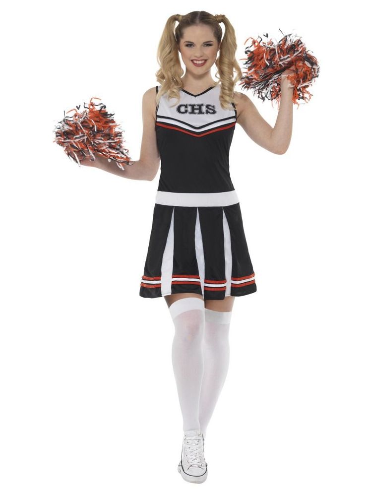 Cheerleader kostyme - Sort og hvit