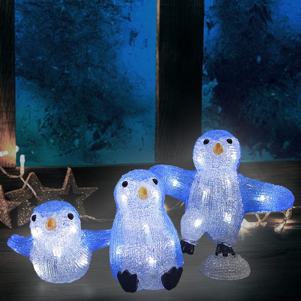 LED akrylfigurer jul - pingvinfamilie