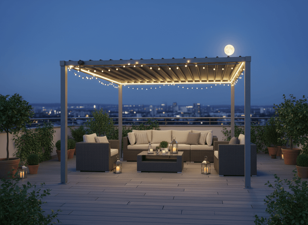 Solid pergola med galvanisert ståltak - 3x3x2,2 m