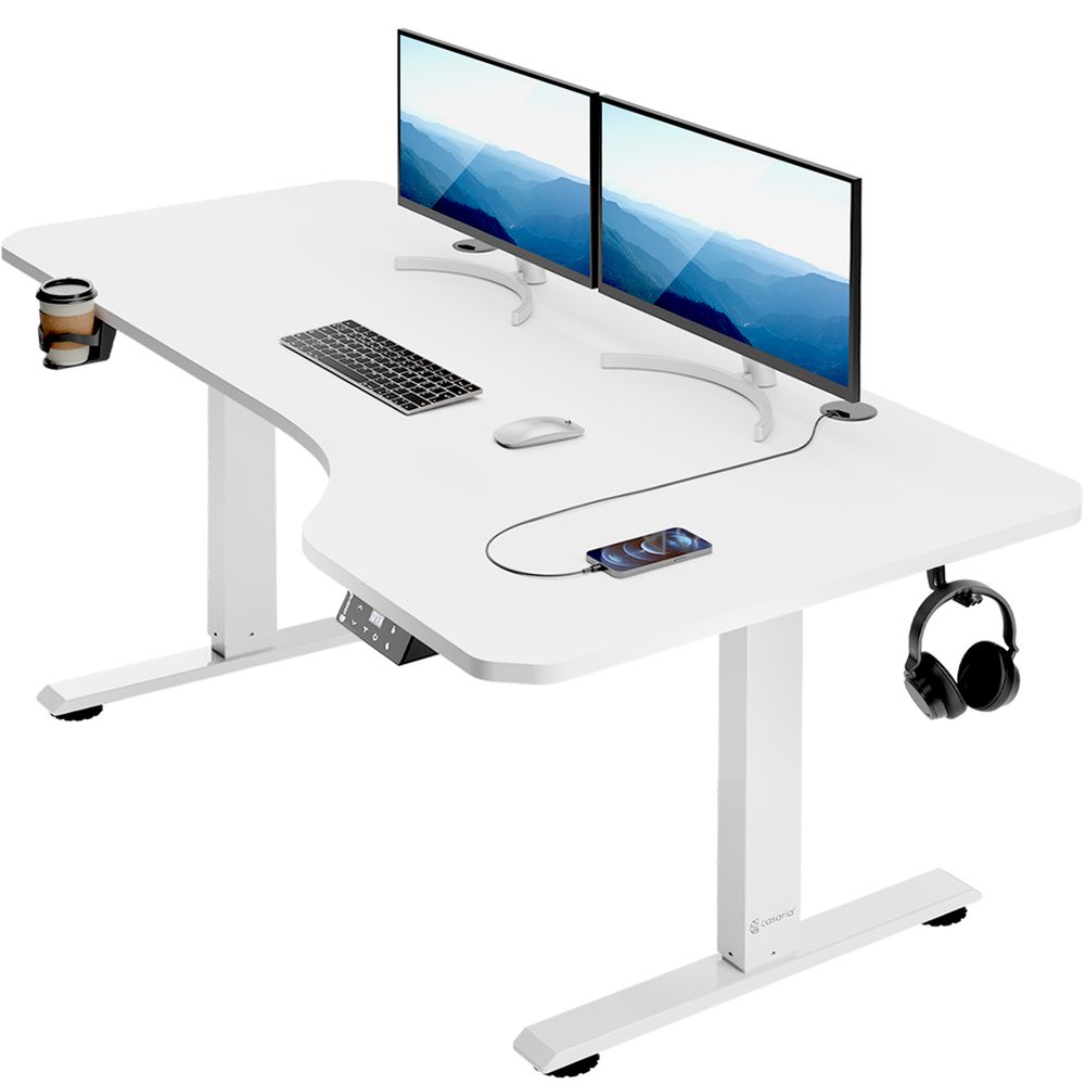 Elektrisk hev og senk skrivebord 160x75x73-118cm - hvit