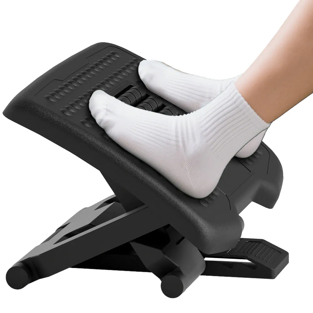 Ergonomisk fotstøtte med massasjeruller - justerbar