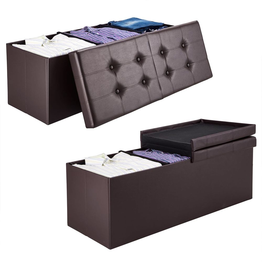 Entrebenk 115x38x38cm med hengslet lokk - brun