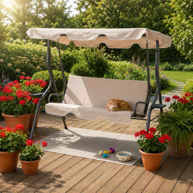 Hovedbilde Hammock med justerbar takskjerm - beige