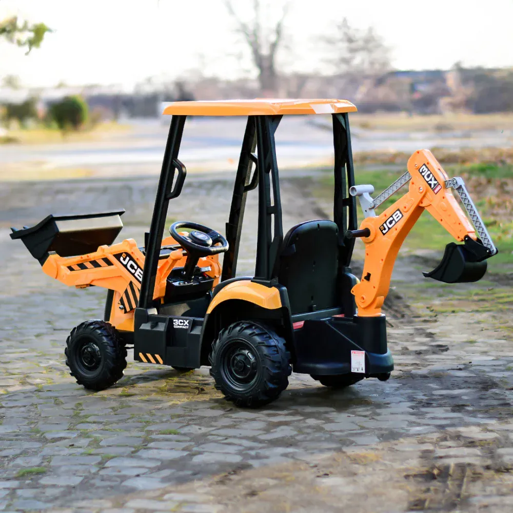 Elektrisk JCB-traktor for barn med frontlaster – 12V 70W – Gul