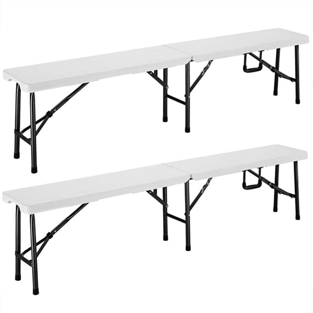 Ølbenksett 2 stk - Hvit plast - 180 cm