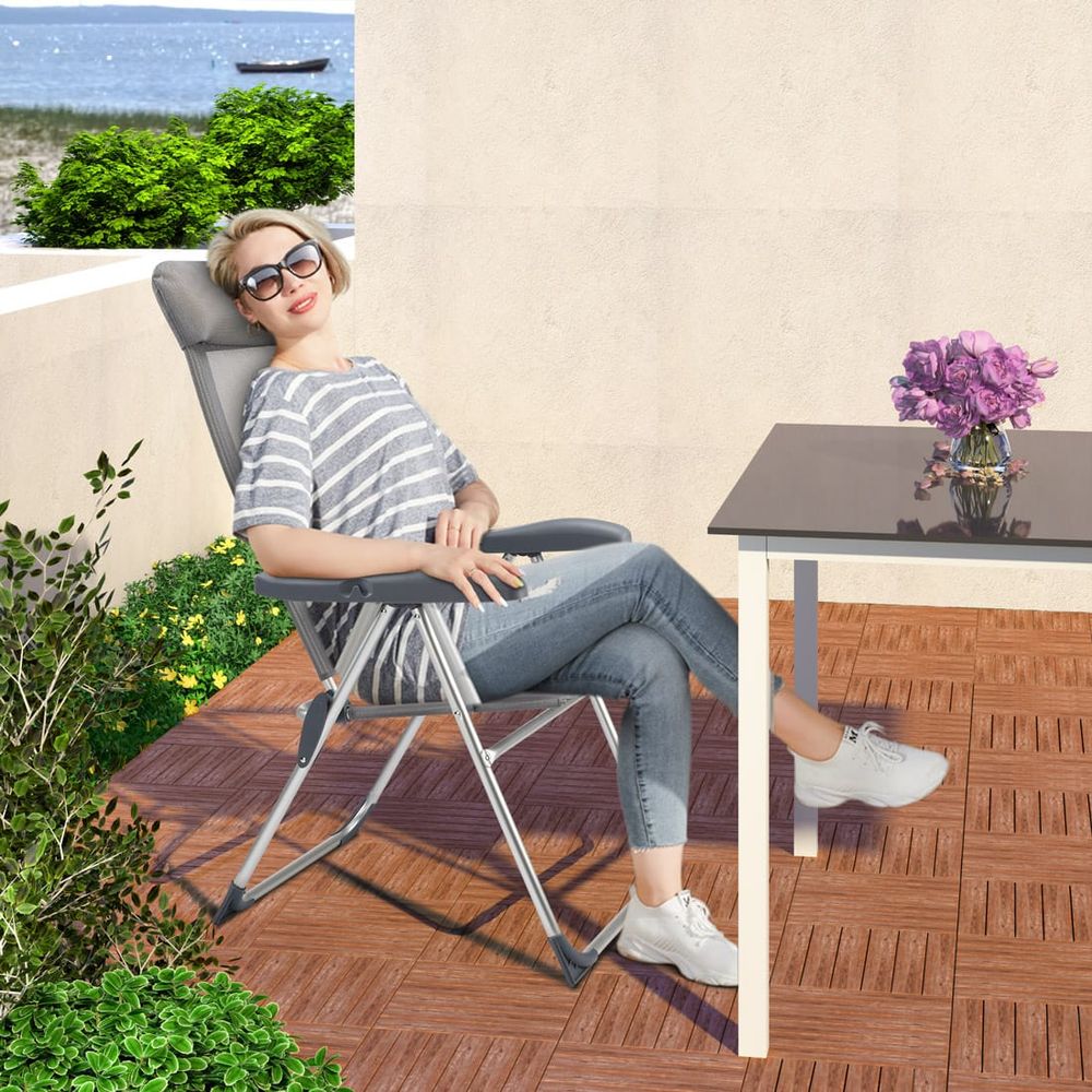 Hagestol sett med 2 stk grå sammenleggbar