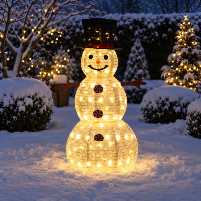 Hovedbilde LED-snømann 150 cm - 120 varmhvite lys og timer