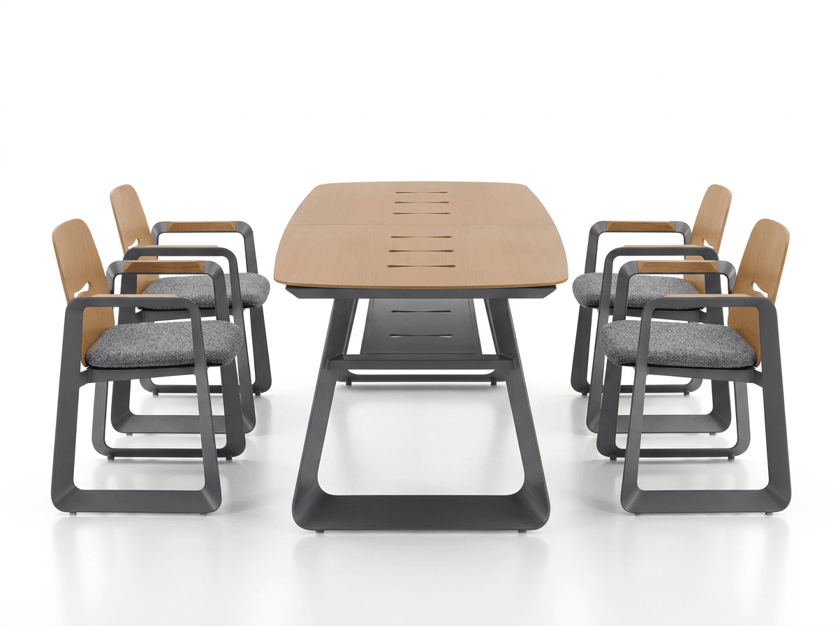 Hagemøbelsett THOMPSON - uttrekkbart bord aluminium