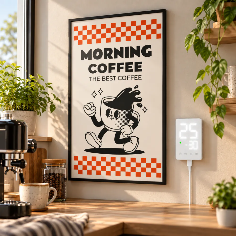 Varmepanel infrarødt med bilde – Morning Coffee