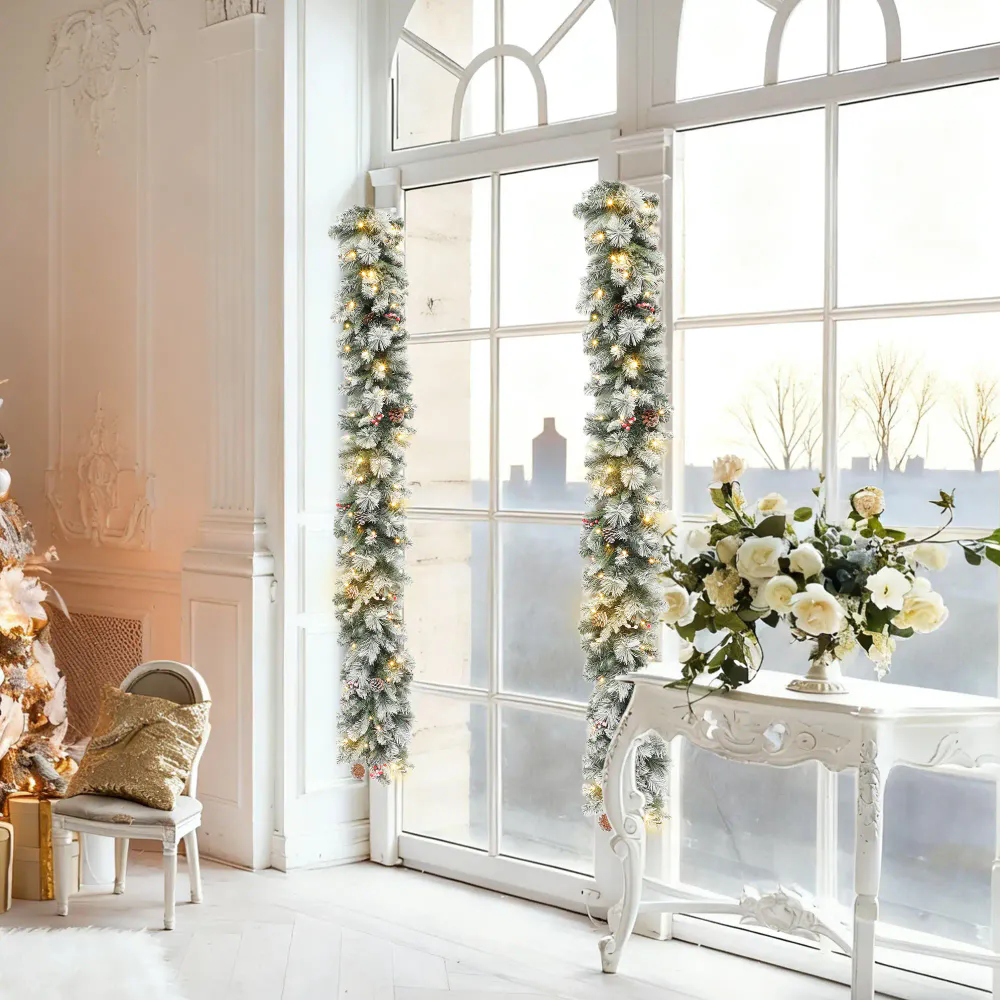 Julegirlander med 50 LED-lys og timer - 183 cm