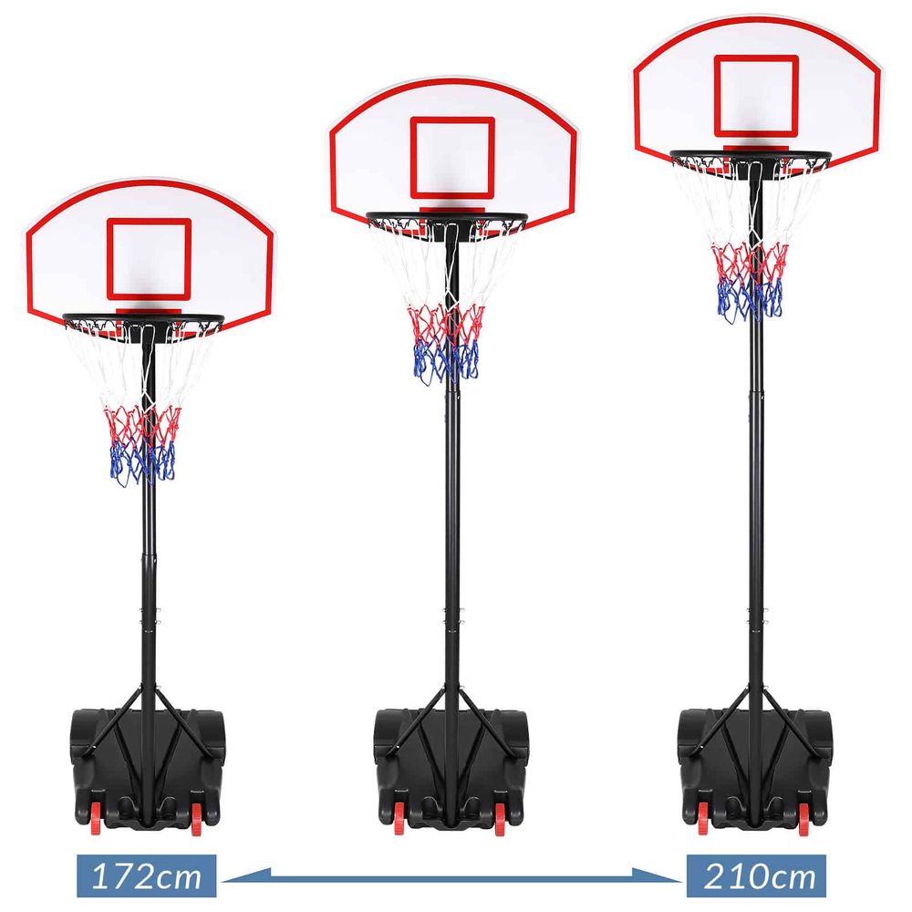 Basketball stativ med kurv og hjul - 179 -209 cm