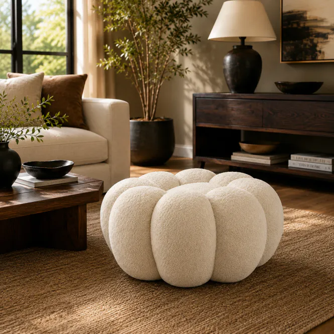 Hovedbilde Puff Blomst 65 x 30 cm - Beige