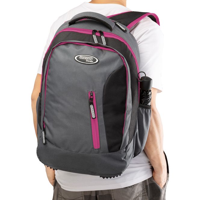 Hovedbilde Sportsryggsekk med USB-port Grå/Rosa- 34L