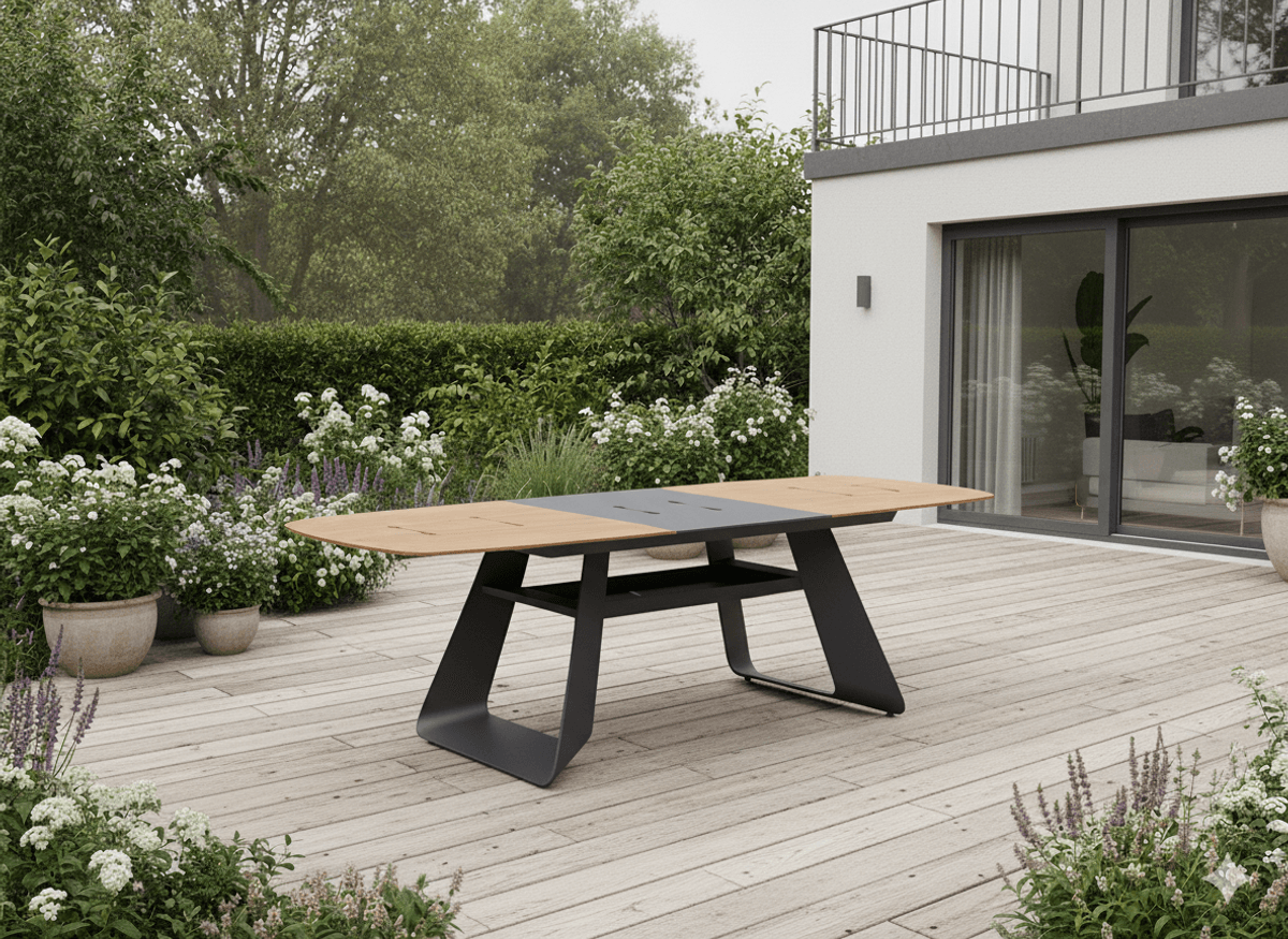 Hagemøbelsett THOMPSON - uttrekkbart bord aluminium