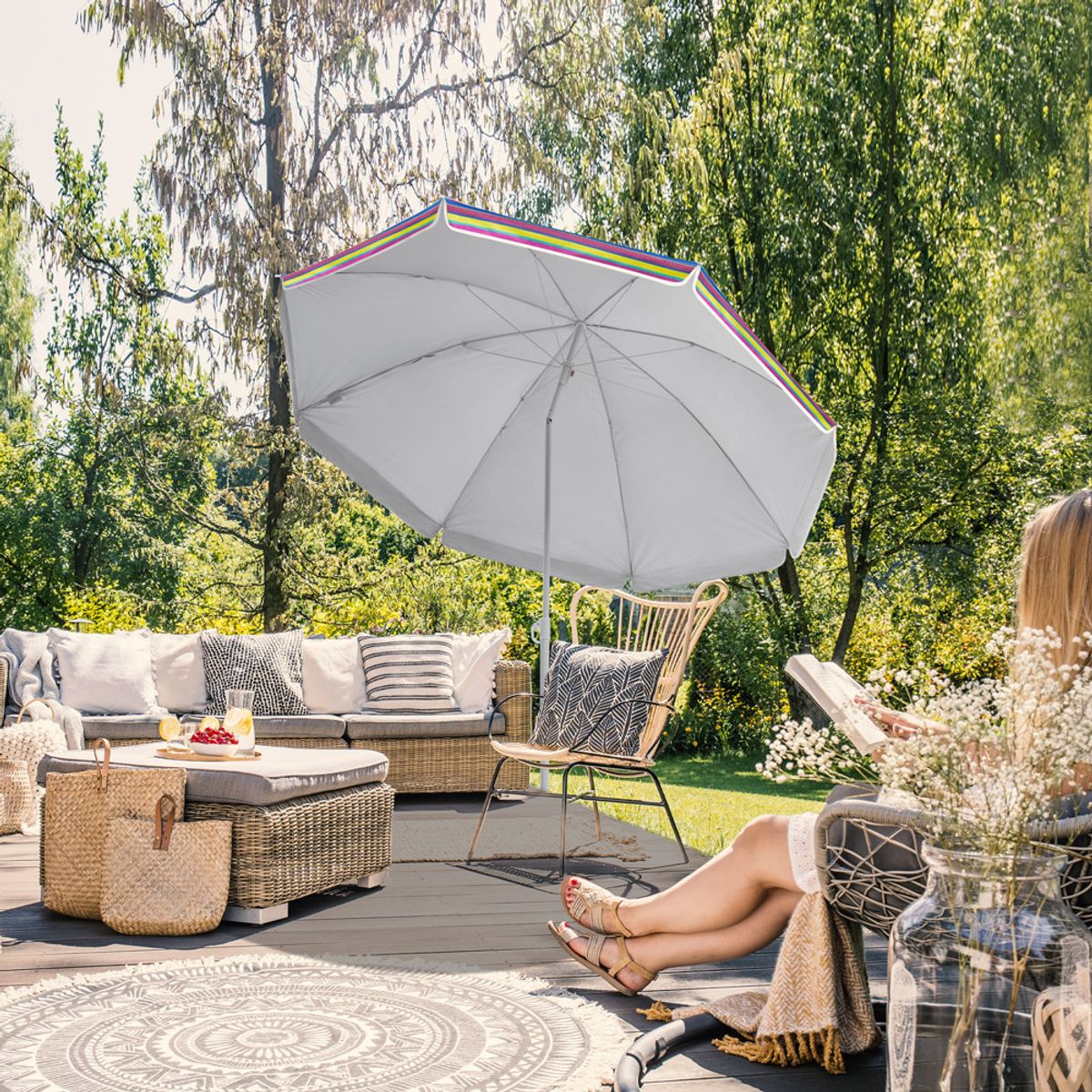 Strandparasoll KYPROS 180cm med vippefunksjon - farger