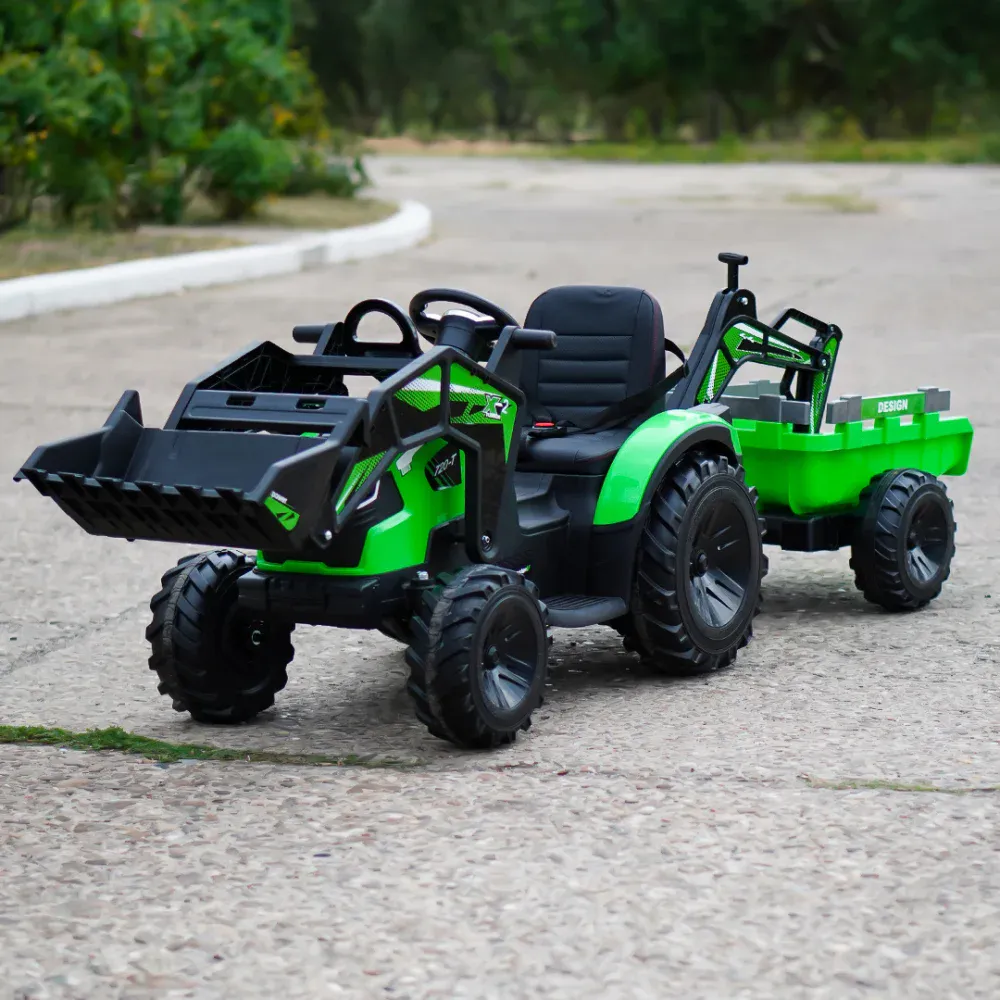 Elektrisk traktor med tilhenger 12V 90W 