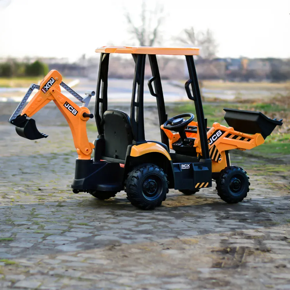 Elektrisk JCB-traktor for barn med frontlaster – 12V 70W – Gul