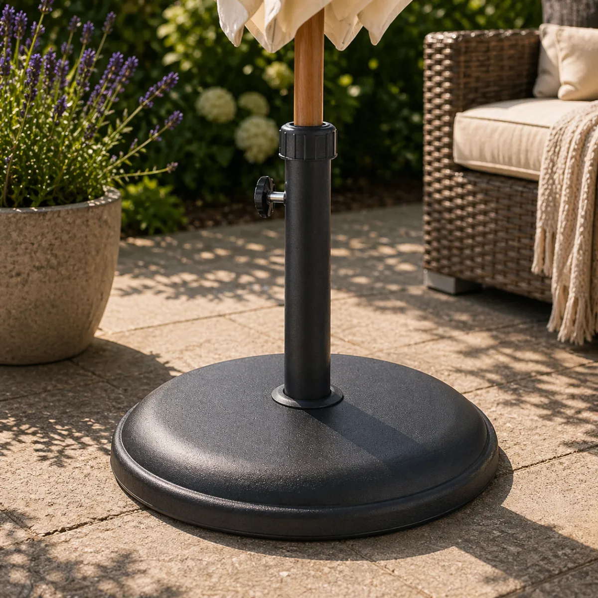Parasollfot i betong 16 kg - sort