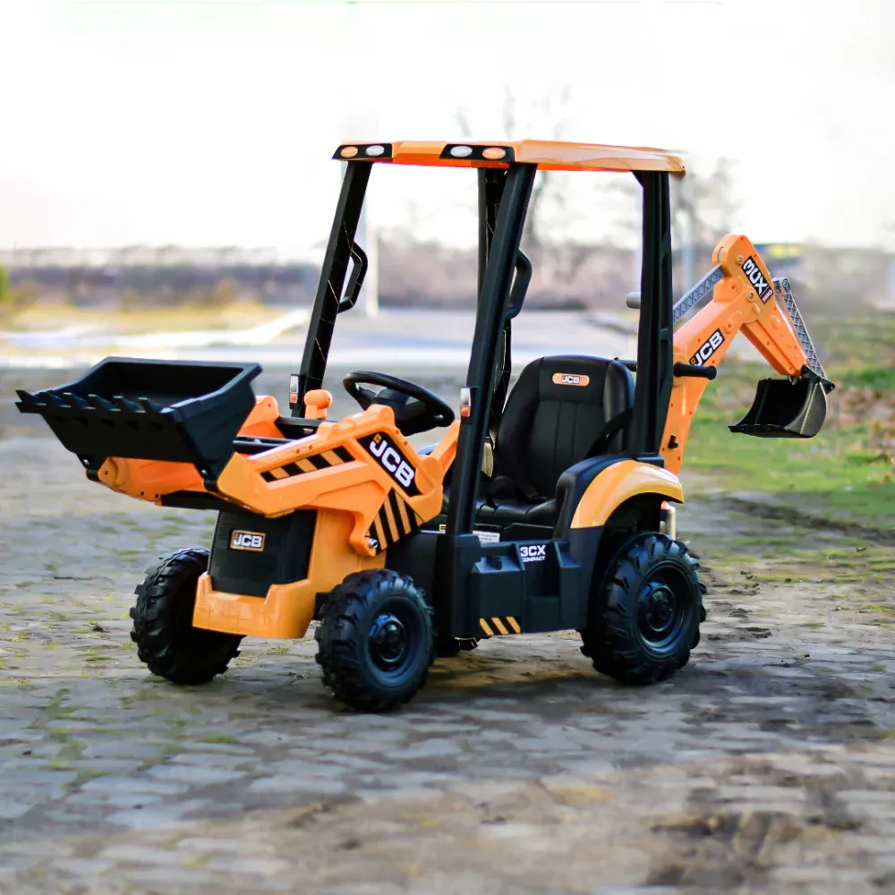 Elektrisk JCB-traktor for barn med frontlaster – 12V 70W – Gul